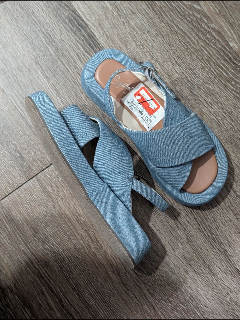 Seychelles Denim Blue Crossband Slingback Sandals